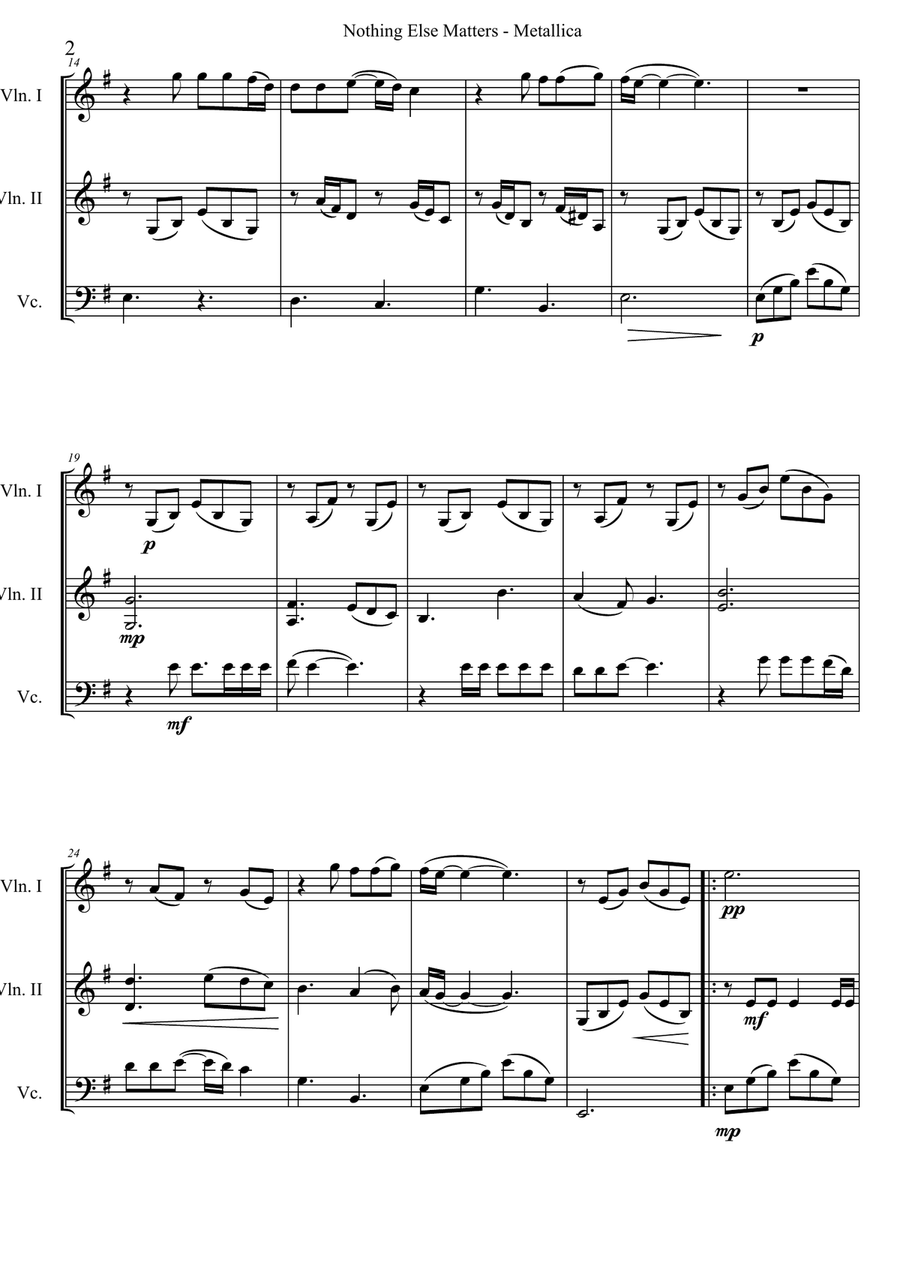 Nothing Else Matters String Trio scores gallery preview page 2