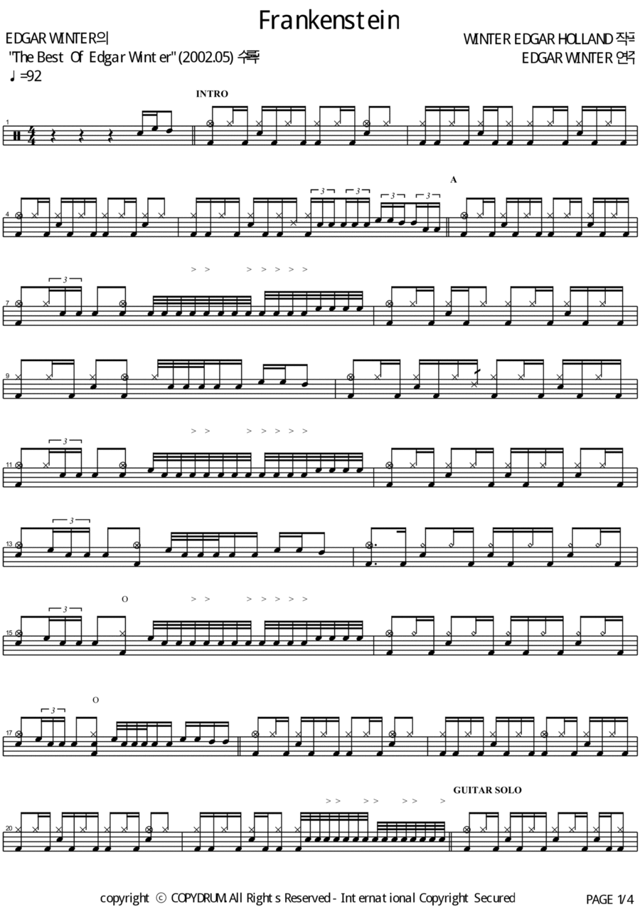 Frankenstein Drum Set scores gallery preview page 1