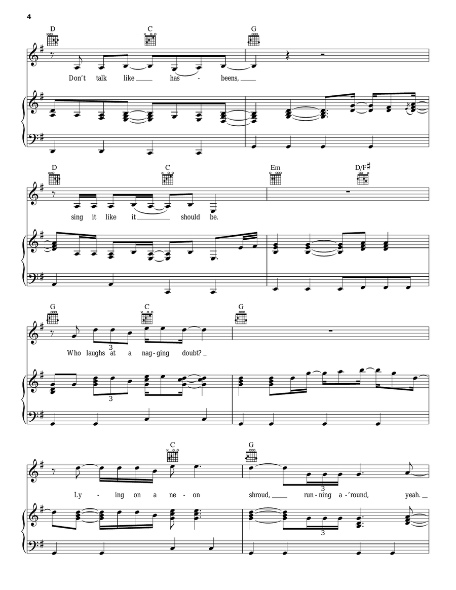 One Country Piano, Vocal, Guitar scores gallery preview page 4