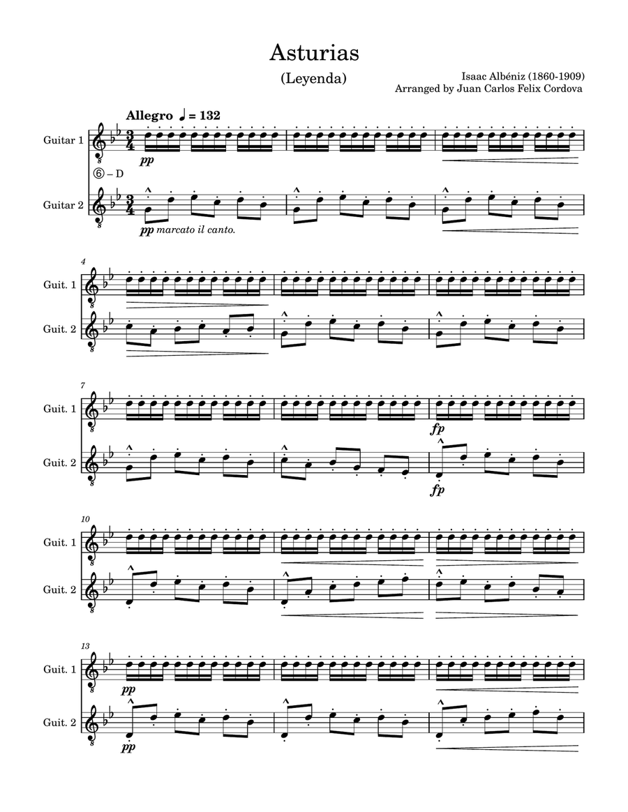 Asturias (Leyenda) for 2 guitars Chamber Music scores gallery preview page 1