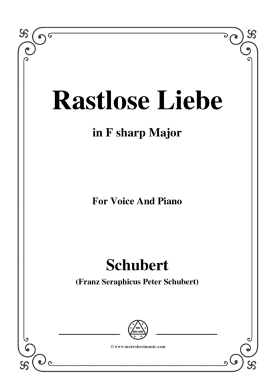 Schubert-Rastlose Liebe in F sharp Major,for voice and piano Voice Solo scores gallery preview page 1