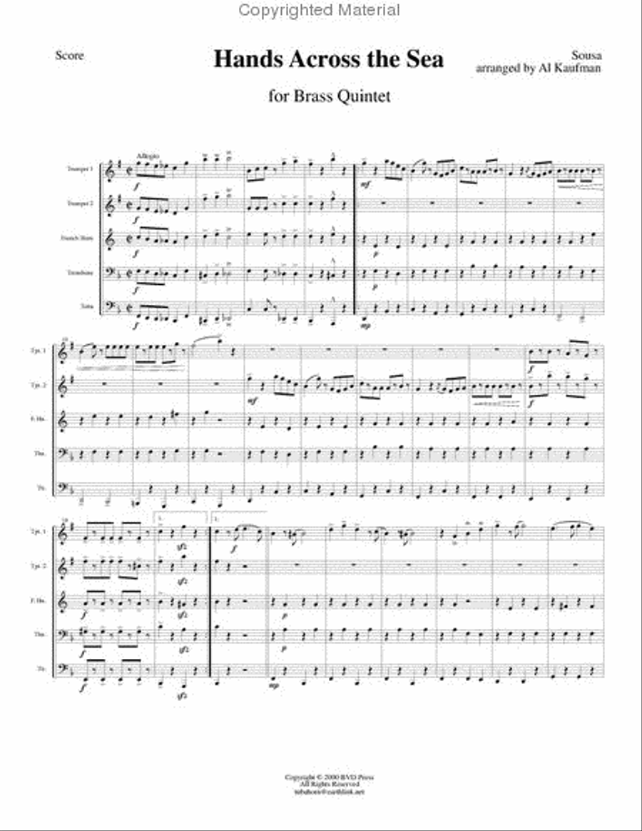 Hands Across the Sea Brass Quintet scores gallery preview page 2