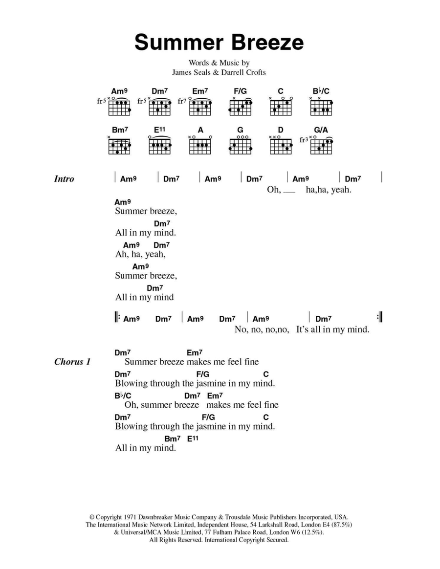 Summer Breeze Easy Guitar scores gallery preview page 1