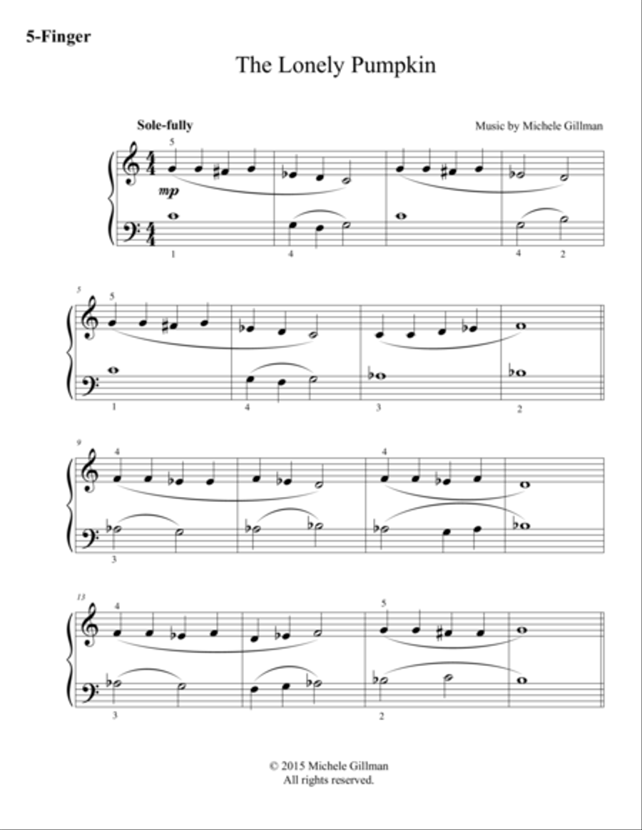 The Lonely Pumpkin Easy Piano scores gallery preview page 1