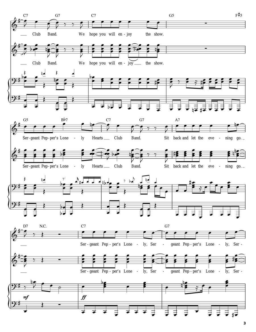 Sgt. Pepper's Lonely Hearts Club Band Piano, Vocal scores gallery preview page 3