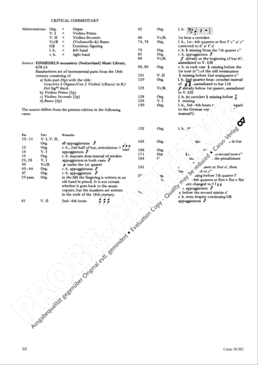 Organ Concerto in B flat major (Orgelkonzert in B) Violin scores gallery preview page 13
