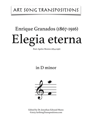Book cover for GRANADOS: Elegia eterna (transposed to D minor)