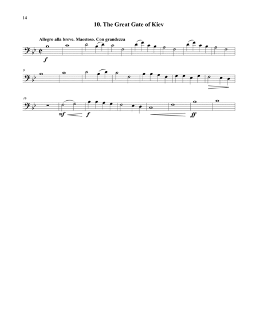 Pictures At An Exhibition for Tuba or Bass Trombone and Piano Bass Trombone scores gallery preview page 8