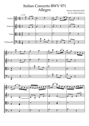 Italian Concerto arrangement for String Quartet