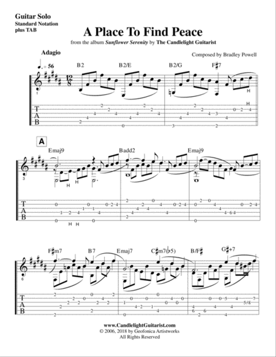 A Place To Find Peace Classical Guitar scores gallery preview page 2