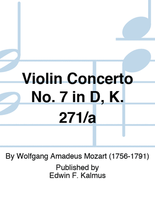 Book cover for Violin Concerto No. 7 in D, K. 271/a