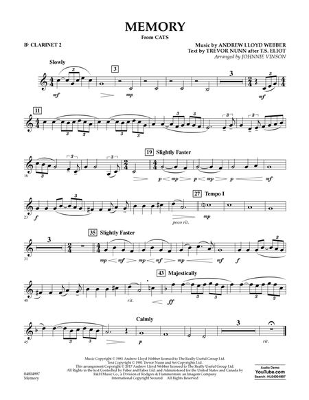 Memory (from Cats) (arr. Johnnie Vinson) - Bb Clarinet 2