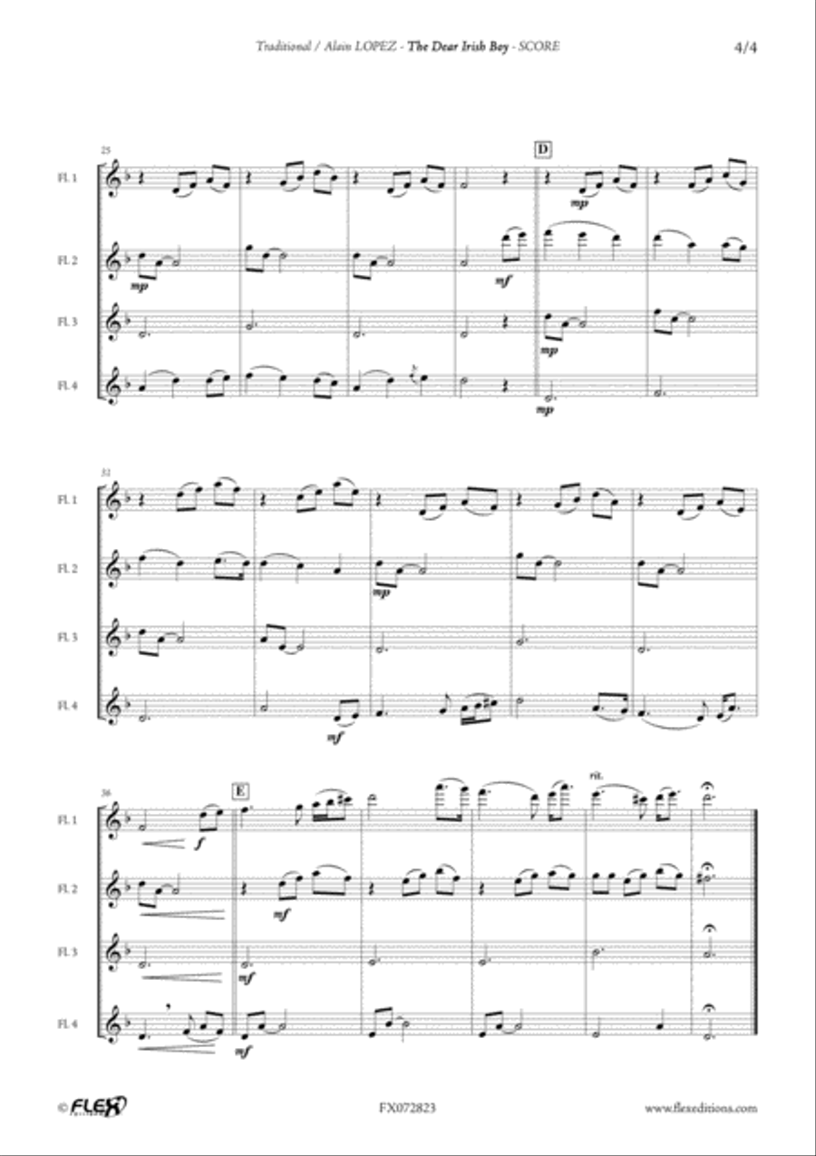 The Dear Irish Boy Flute Quartet scores gallery preview page 4