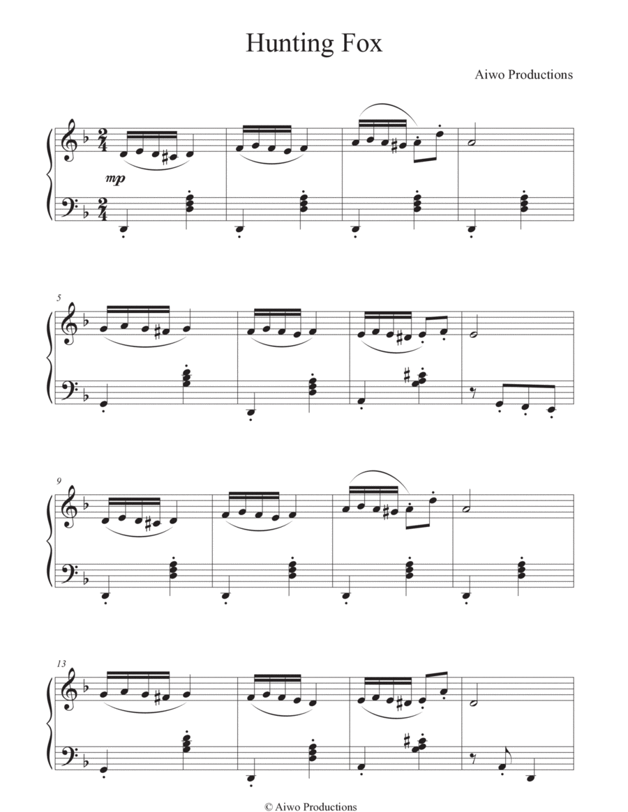 Hunting Fox Piano Solo scores gallery preview page 1