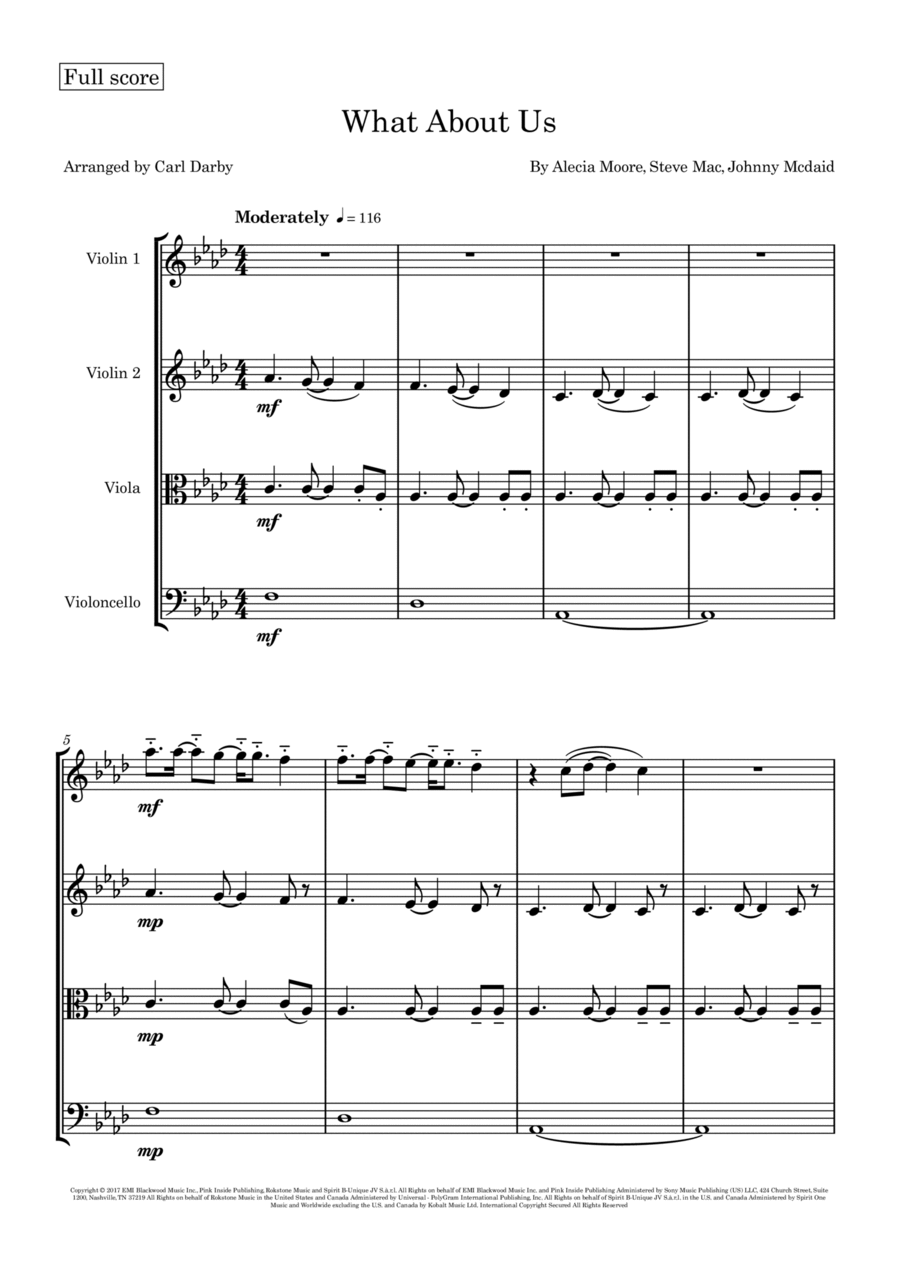 What About Us String Quartet scores gallery preview page 1