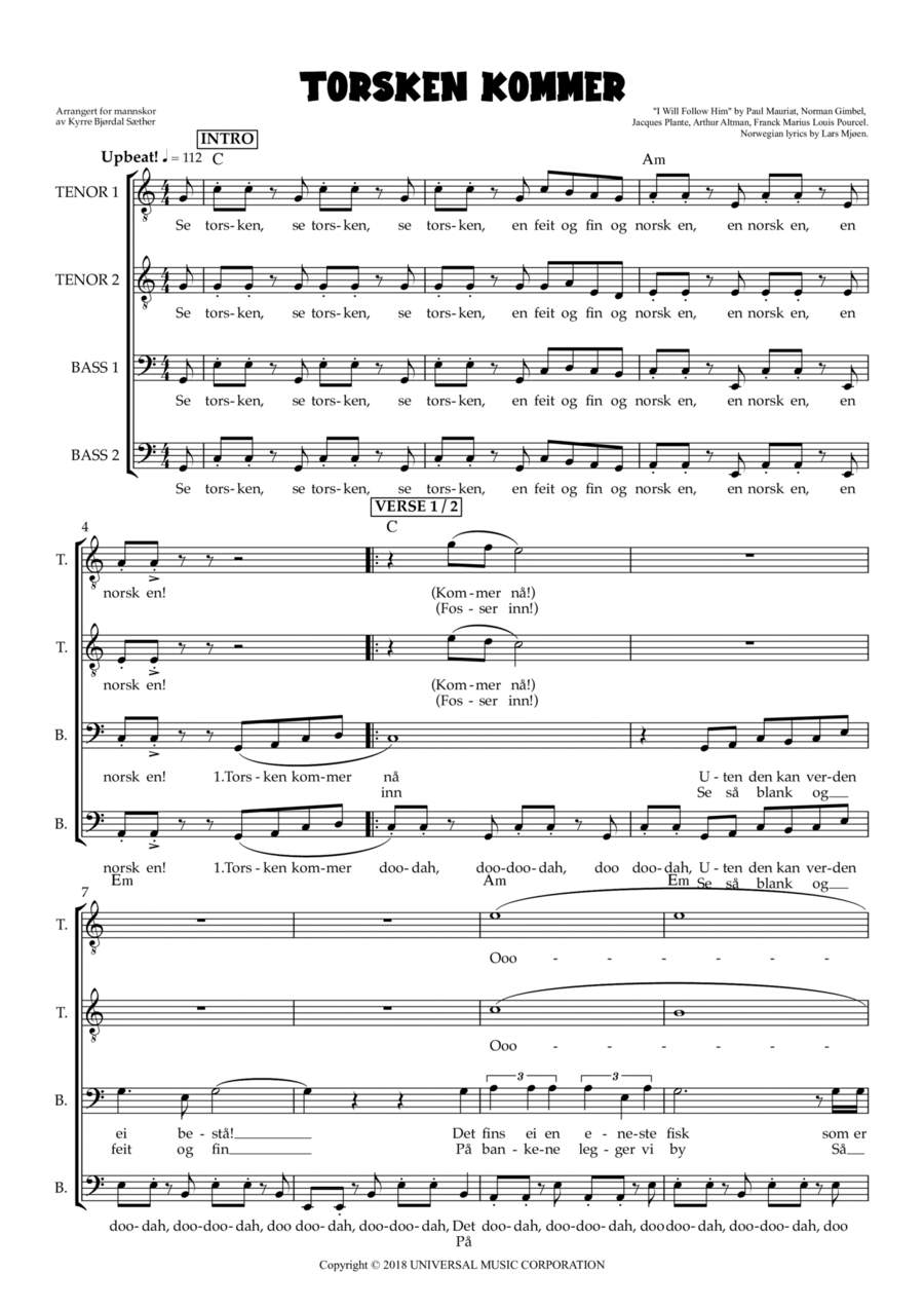 I Will Follow Him (you) TTBB scores gallery preview page 1