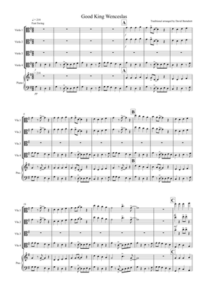 Good King Wenceslas (Jazzy Style!) for Viola Quartet