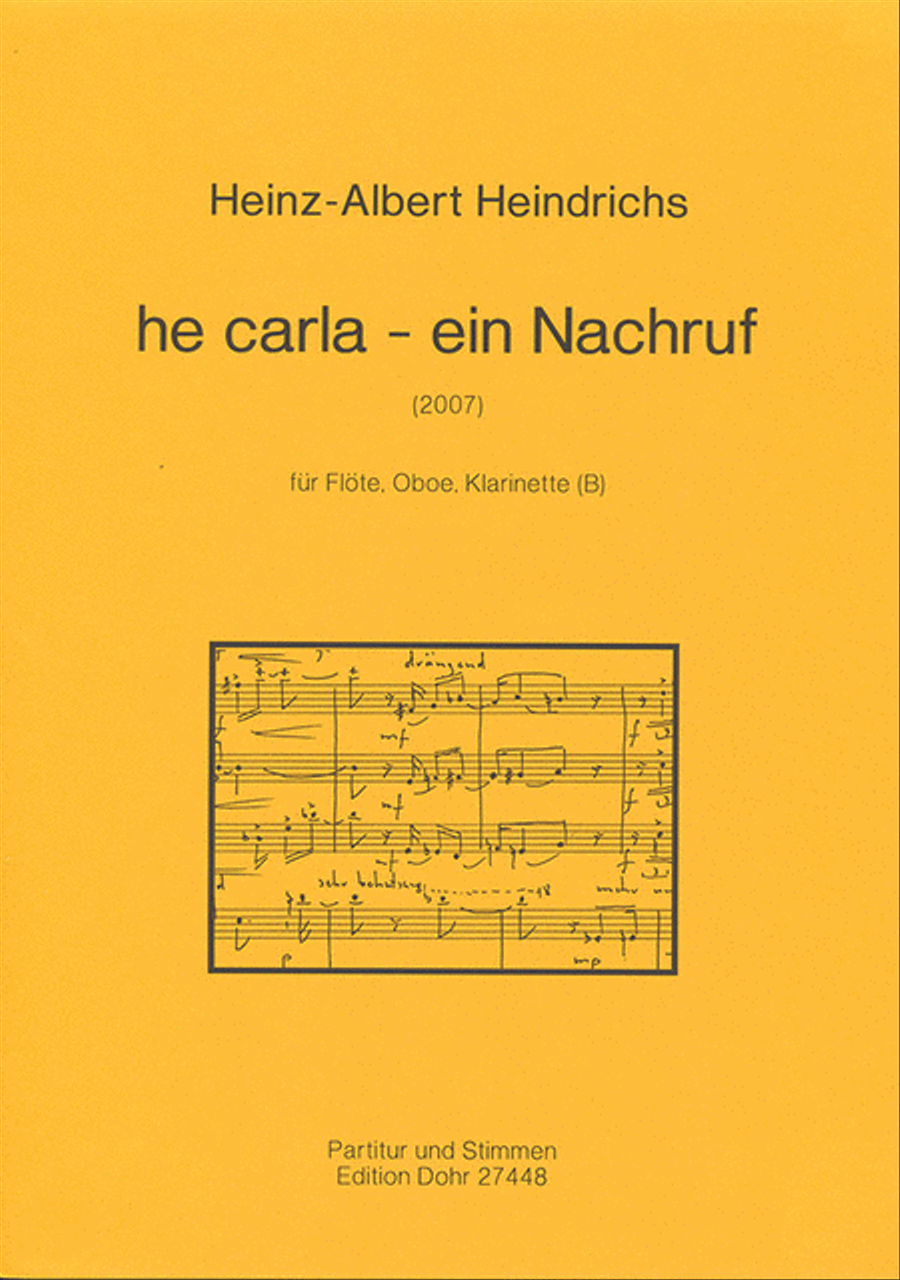 he carla - ein Nachruf für Flöte, Oboe, Klarinette (B) (2007) Clarinet scores gallery preview page 1