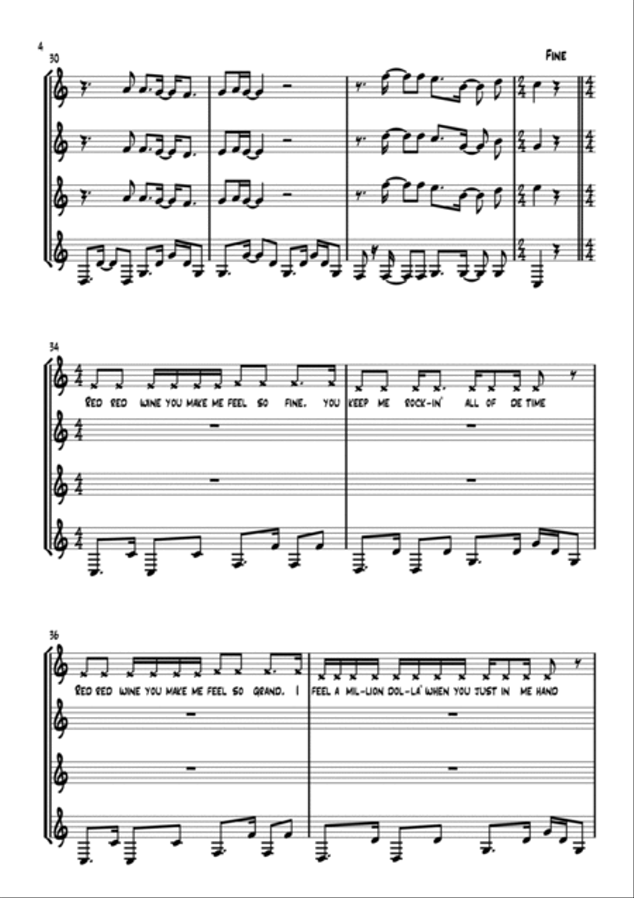 Red, Red Wine Saxophone Quartet scores gallery preview page 4