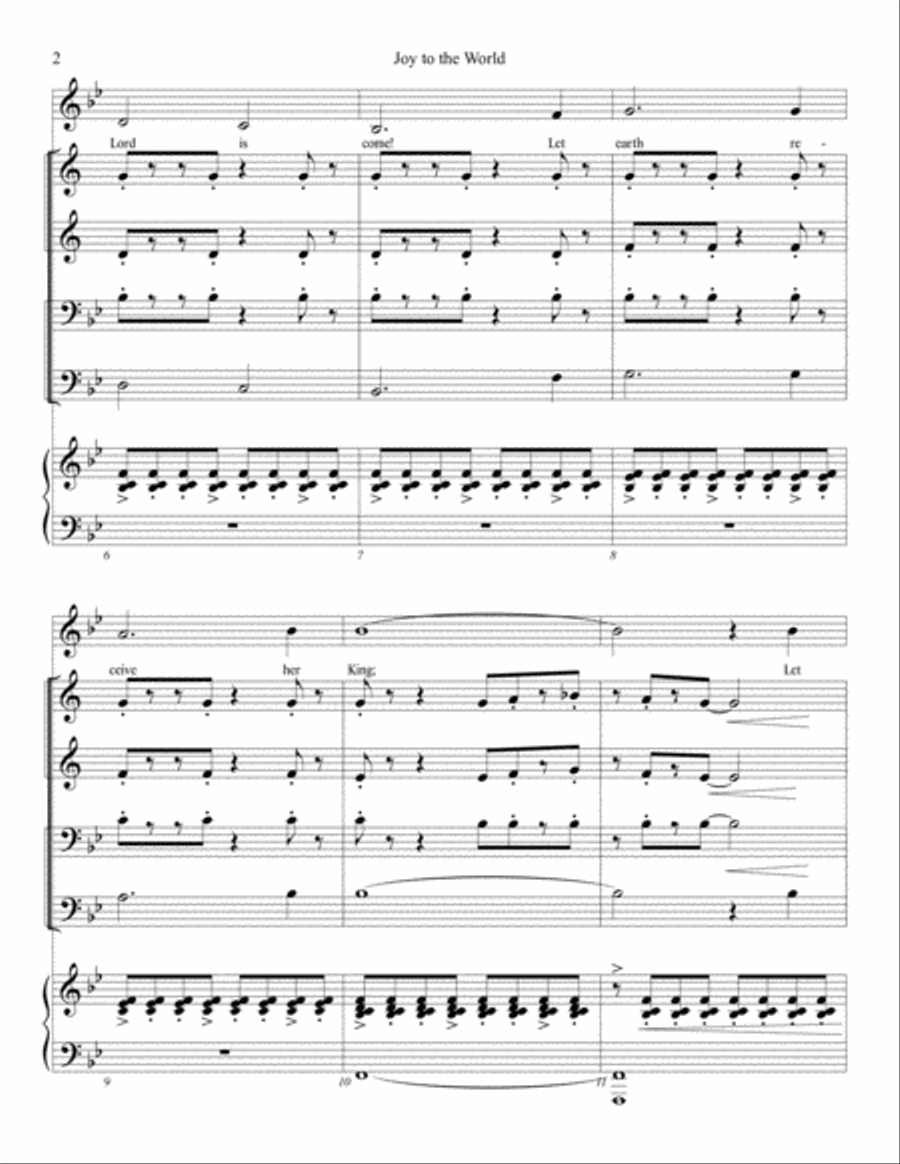 Joy To The World for brass quartet, piano and congregation Choir scores gallery preview page 2