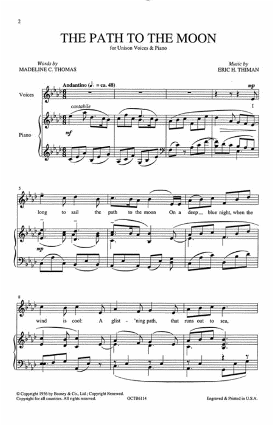 The Path to the Moon Unison Choir scores gallery preview page 2