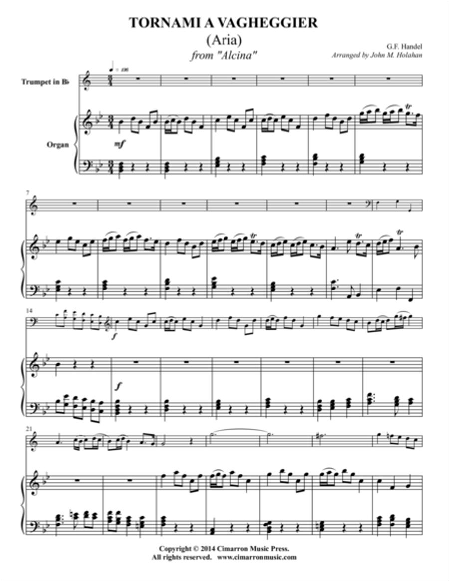 Tornami A Vagheggier (Aria) Trumpet Solo scores gallery preview page 1