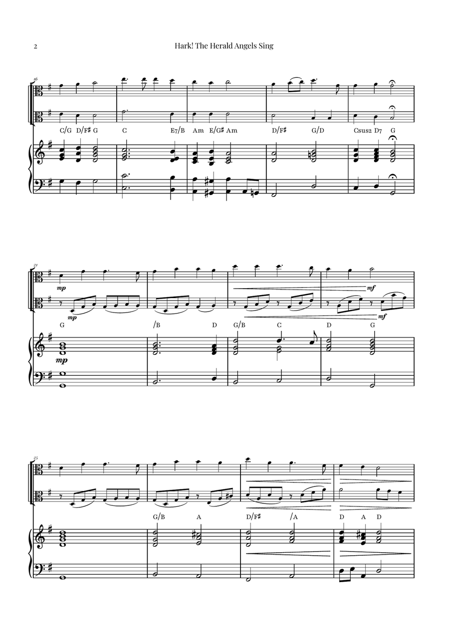 Hark! The Herald Angels Sing - Christmas Carol Duet String Duet scores gallery preview page 2