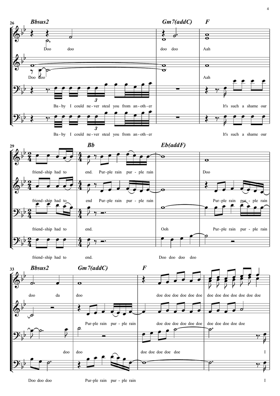 Purple Rain A Cappella scores gallery preview page 4