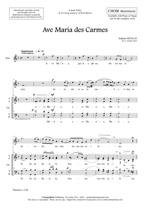 Book cover for Ave Maria des Carmes (choir sheet music)