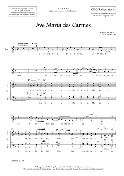 Ave Maria des Carmes (choir sheet music) image number null