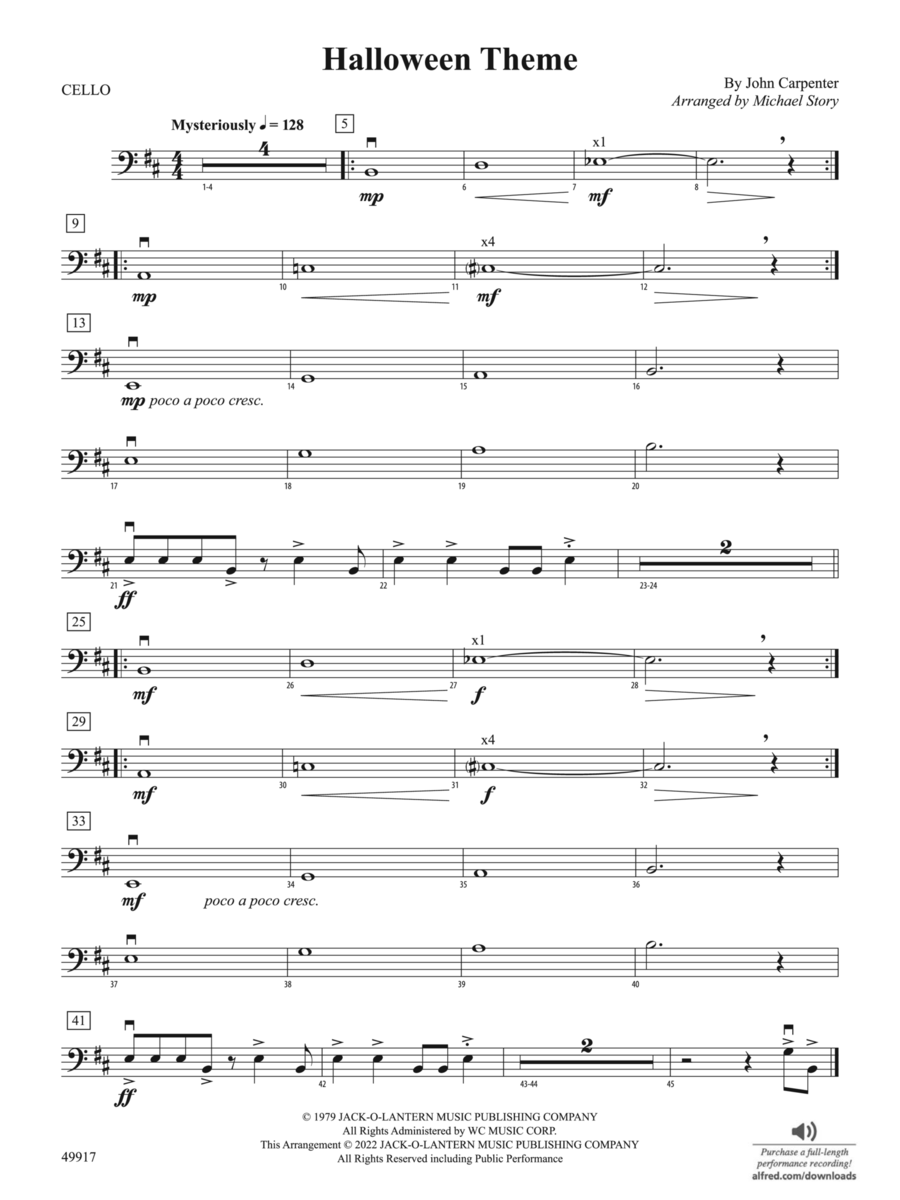 Halloween Theme: Cello String Orchestra scores gallery preview page 1