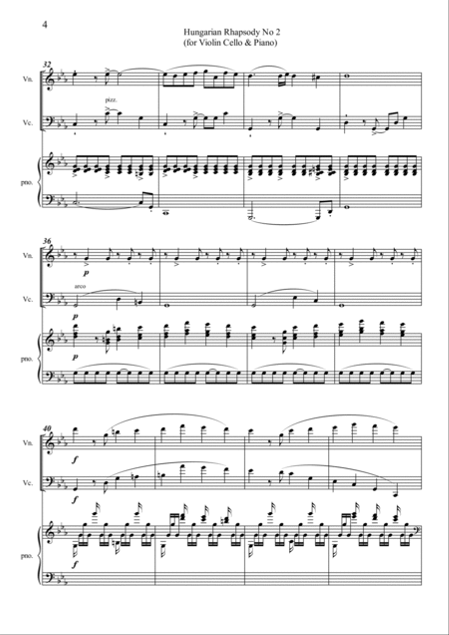Hungarian Rhapsody No.2 Tango style Piano Trio scores gallery preview page 4