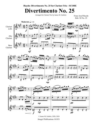 Book cover for Haydn: Divertimento No. 25 Trio for Clarinet, Alto Clarinet & Bass Clarinet