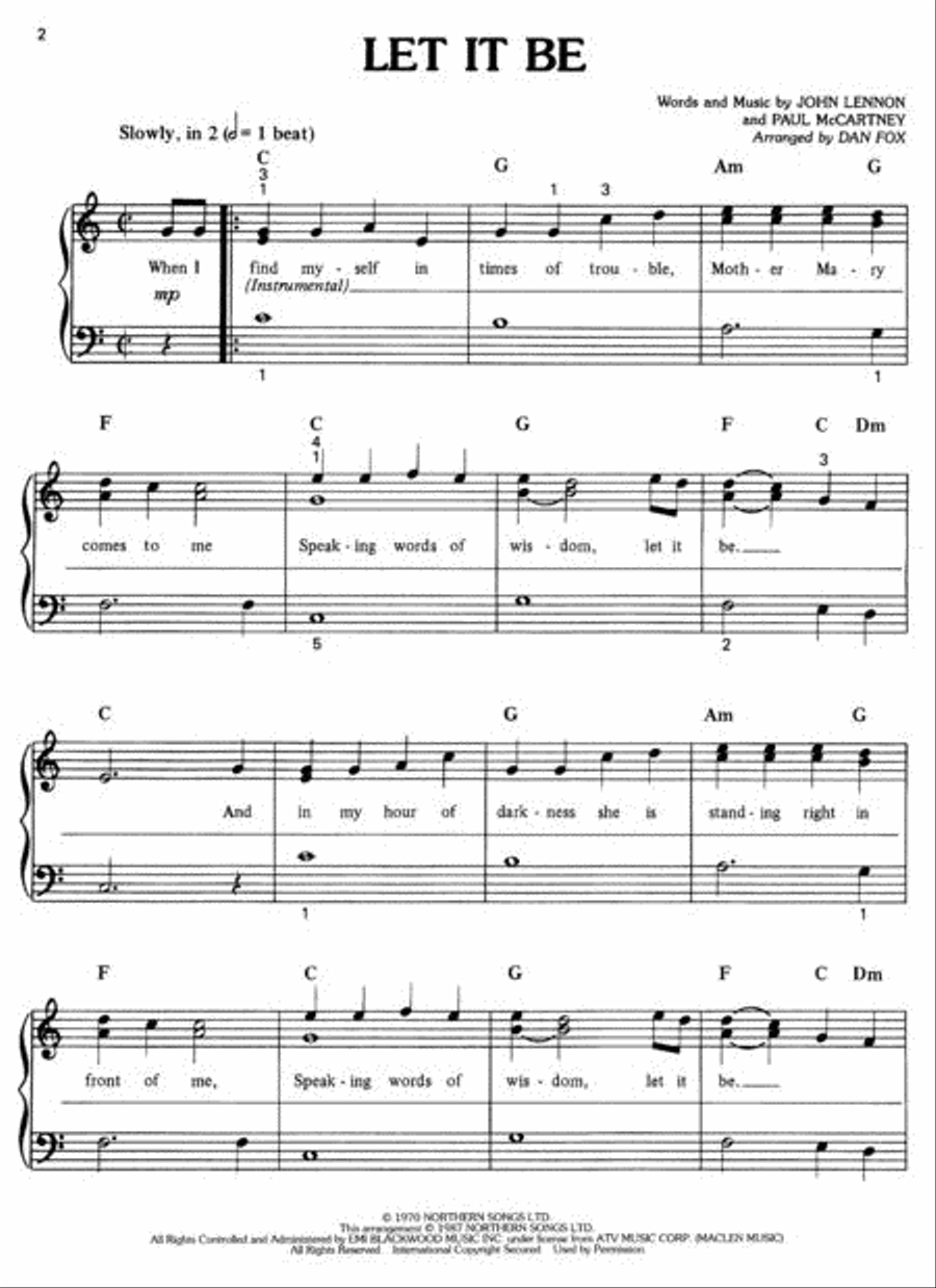 Let It Be Piano, Vocal, Guitar scores gallery preview page 2