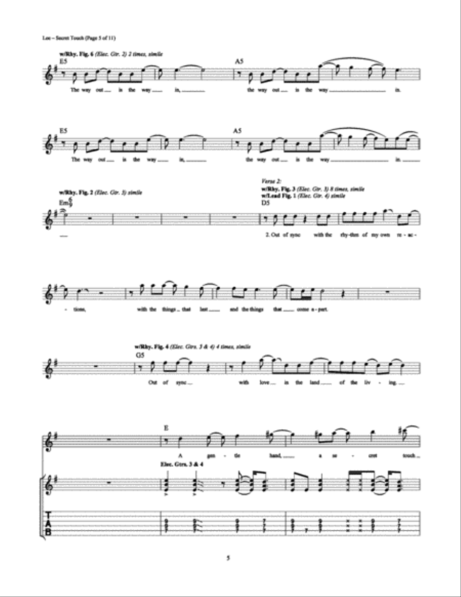 Secret Touch Electric Guitar scores gallery preview page 5