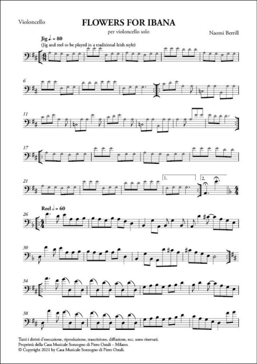 Jig and Reel Flowers for Ibana Cello Solo scores gallery preview page 1