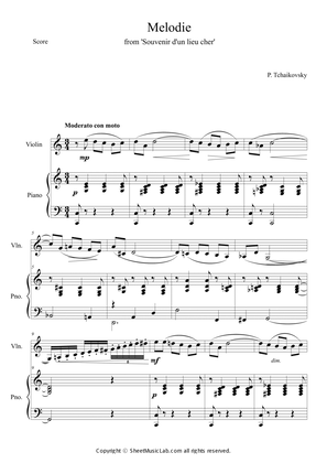 Book cover for Tchaikovsky: Souvenir d'un lieu cher, Op.42 Melodie (in C)