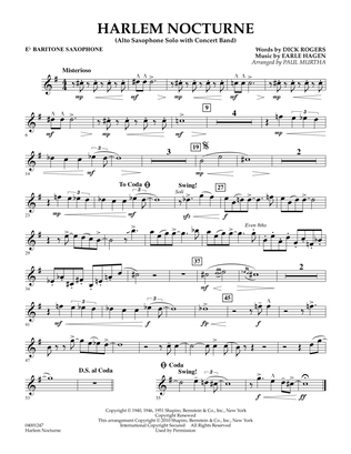 Book cover for Harlem Nocturne (Alto Sax Solo with Band) - Eb Baritone Saxophone