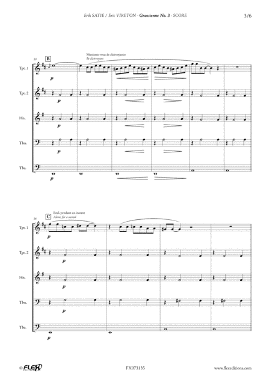 Gnossienne No. 3 Horn scores gallery preview page 3