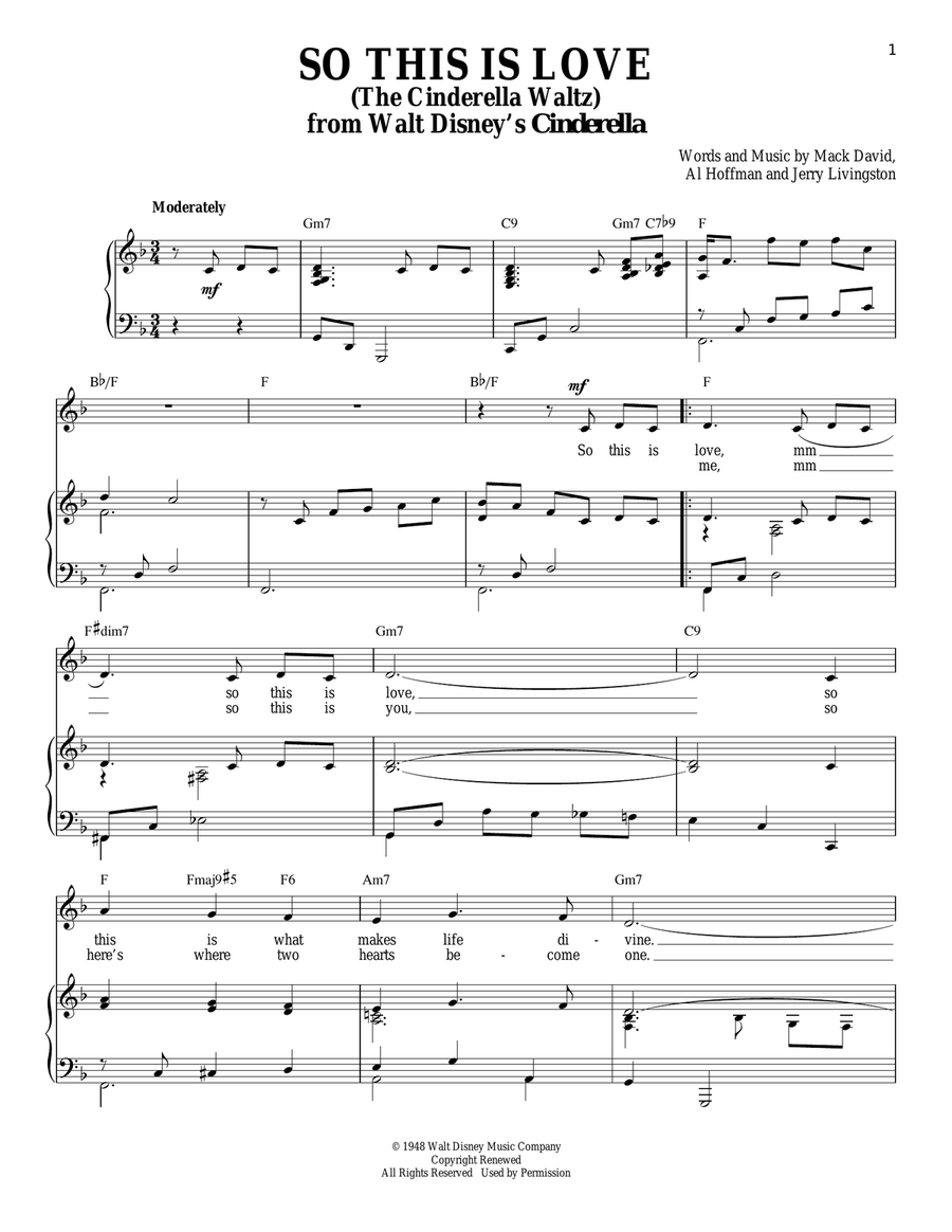 So This Is Love (from Cinderella) Piano, Vocal scores gallery preview page 1