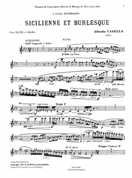 Sicilienne et burlesque, pour flute et piano