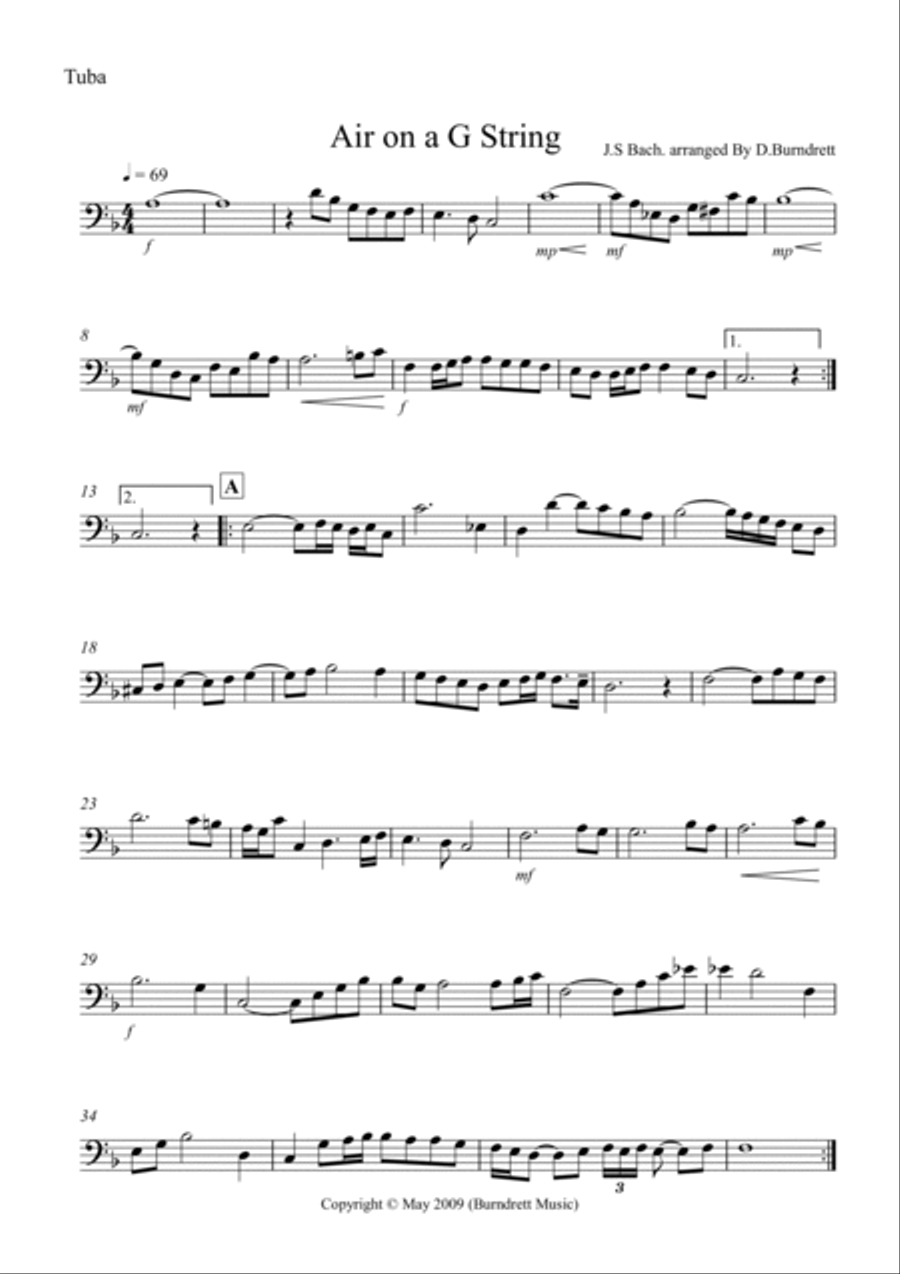 Air on a G String for Tuba and Piano Tuba scores gallery preview page 3