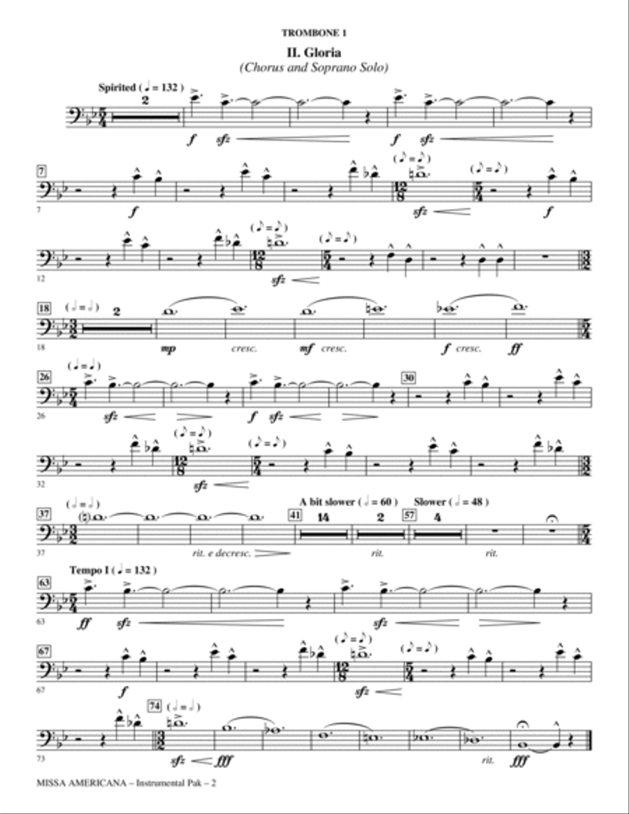 Missa Americana - Trombone 1 Choir scores gallery preview page 2