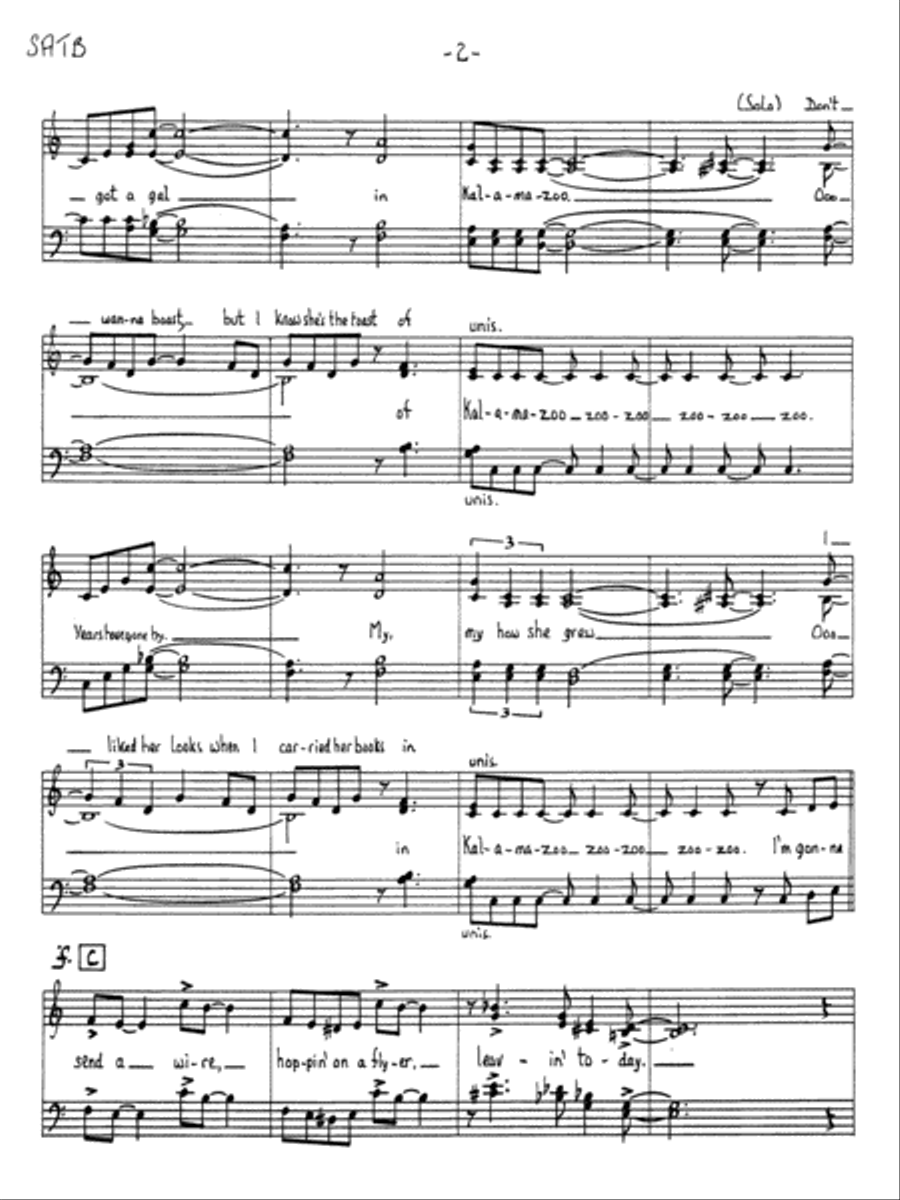 I've Got a Gal in Kalamazoo: SATB Vocals 4-Part scores gallery preview page 2