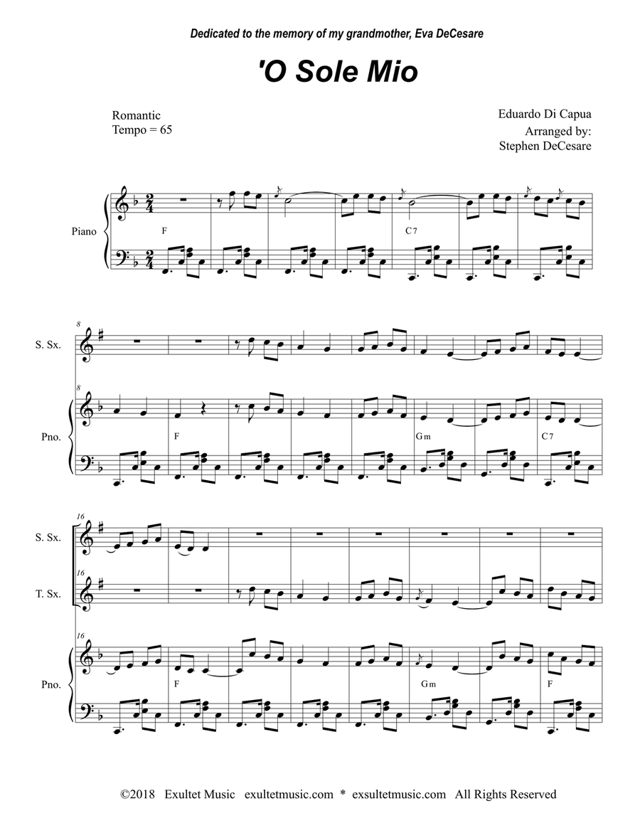 O Sole Mio (Duet for Soprano and Tenor Saxophone)