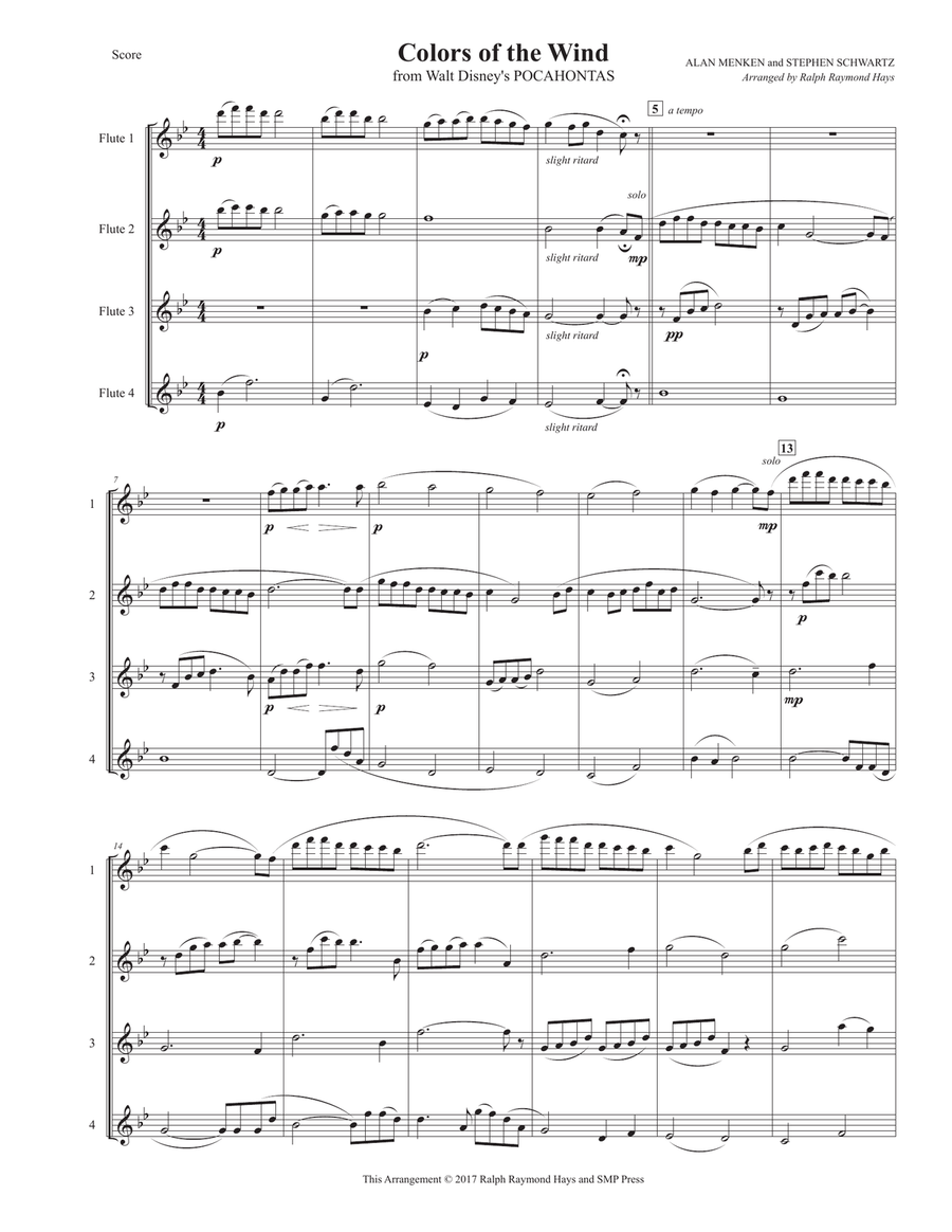 Colors Of The Wind Colors Of The Wind Flute Quartet scores gallery preview page 2