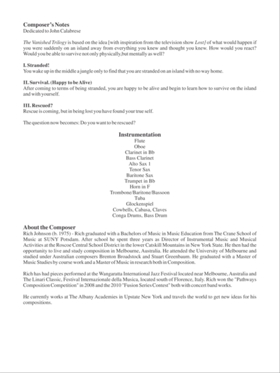 Vanished Trilogy Vanished Trilogy Concert Band scores gallery preview page 2