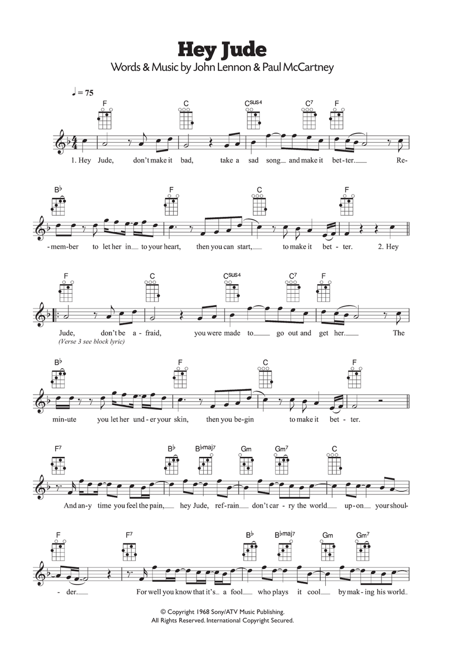 Hey Jude Ukulele scores gallery preview page 1