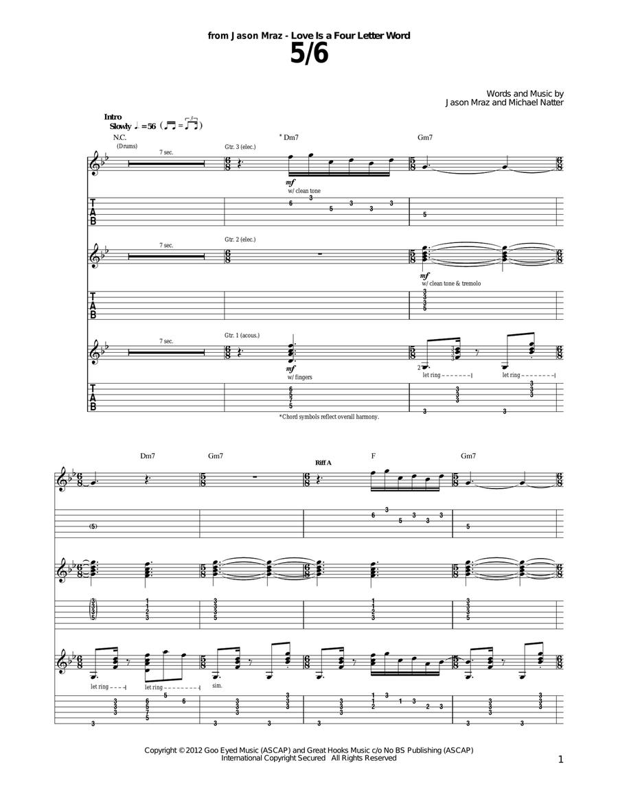 5/6 Acoustic Guitar scores gallery preview page 1