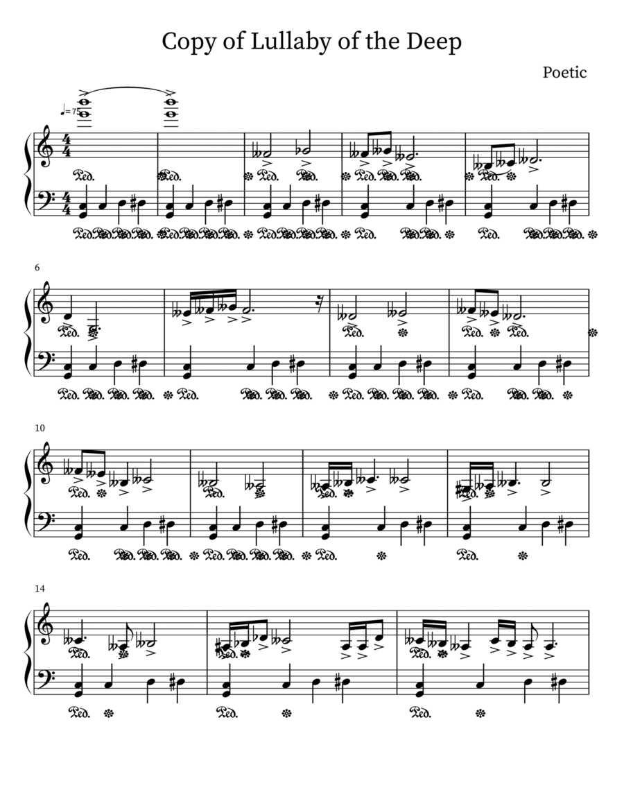 Lullaby of the Deep Lullaby of the Deep Piano Solo scores gallery preview page 1